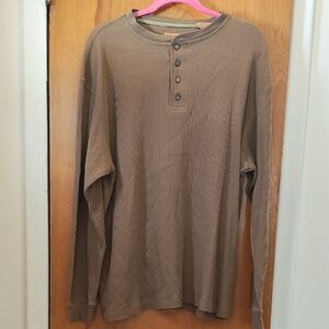 Men's Brown Long Sleeve Henley Shirt